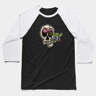 Skull Eyeball and Zombie Fingers Cartoon Logo Sticker Mascot Baseball T-Shirt